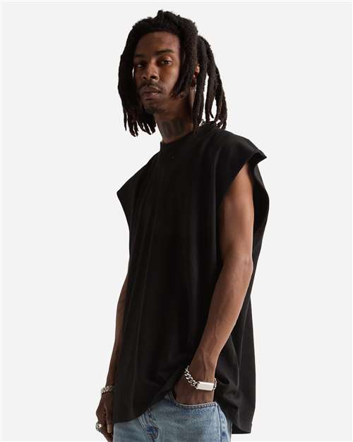 Unisex Garment-Dyed Muscle Tee – On Model – Side