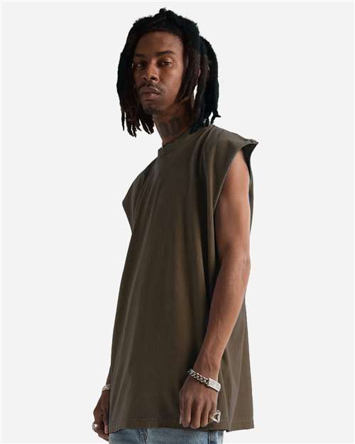Unisex Garment-Dyed Muscle Tee – On Model – Side