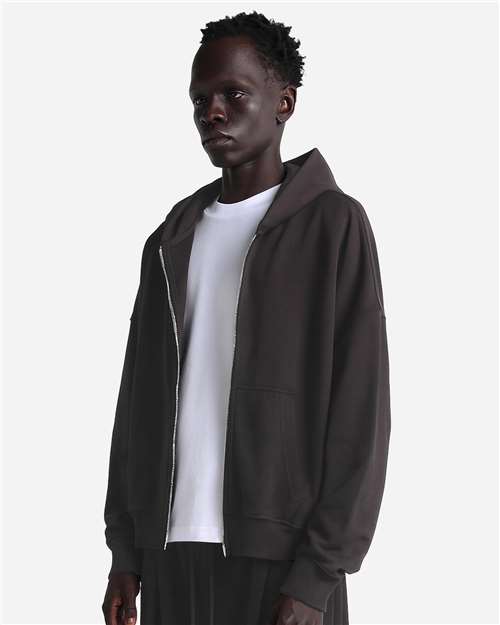 Unisex Garment-Dyed Cropped Full-Zip Hoodie Sweatshirt – On Model – Side