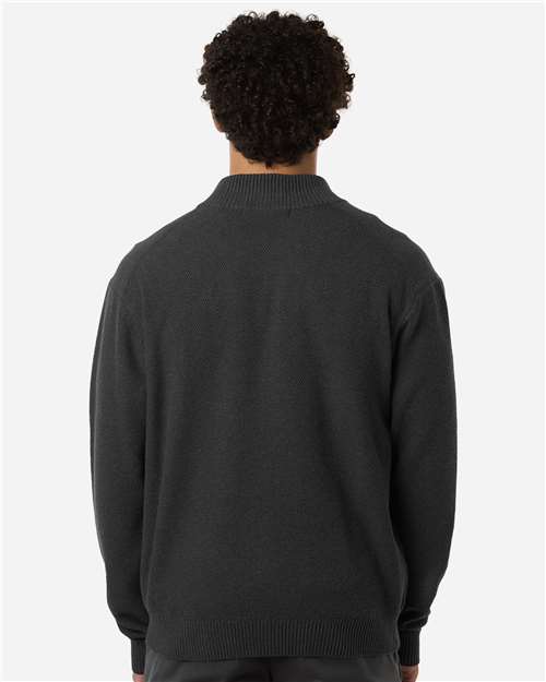 Men's Hartland Textured Full Zip Sweater – On Model – Back