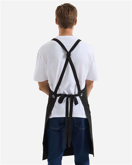 Unisex Clip & Clasp Cross-Back Bib Apron – On Model – Back