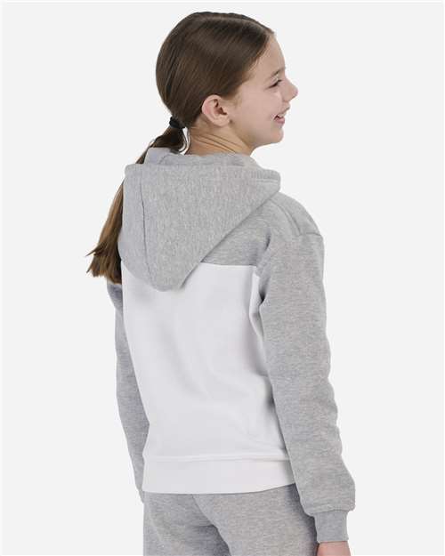 Youth Colorblocked Hooded Sweatshirt – On Model – Back