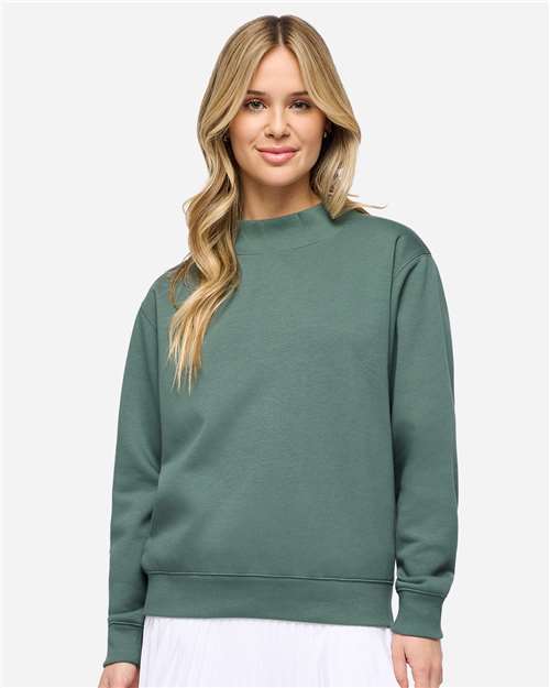 Unisex Mock Neck Fleece Sweatshirt – On Model