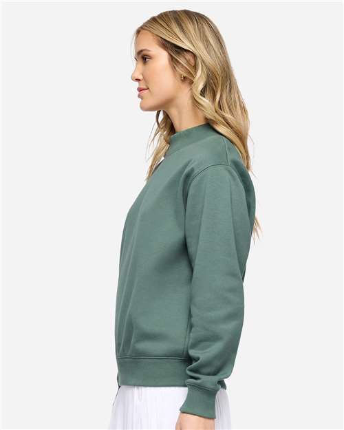 Unisex Mock Neck Fleece Sweatshirt – On Model – Side