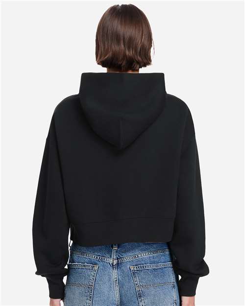 Women's Relaxed Cropped Full-Zip Hoodie Sweatshirt – On Model – Back