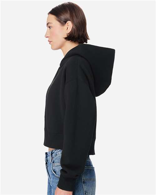 Women's Relaxed Cropped Full-Zip Hoodie Sweatshirt – On Model – Side