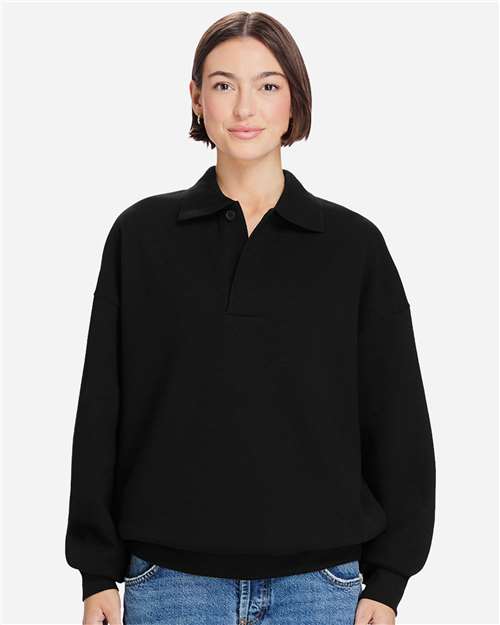 Unisex Element Polo Collar Crewneck Sweatshirt – On Model