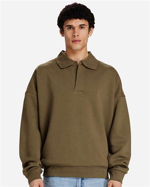 Unisex Element Polo Collar Crewneck Sweatshirt – On Model