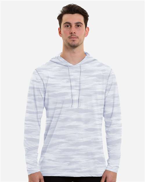 Men's Low Pro Tech Camo Hooded Long Sleeve T-Shirt – On Model