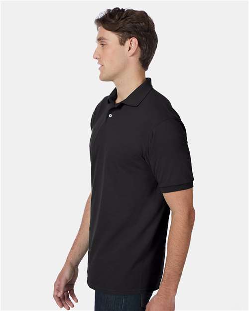 Unisex EcoSmart® Jersey Polo – On Model – Side