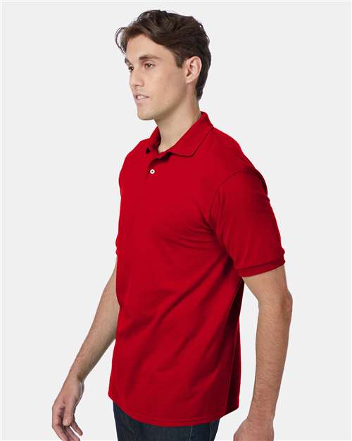 Unisex EcoSmart® Jersey Polo – On Model – Side