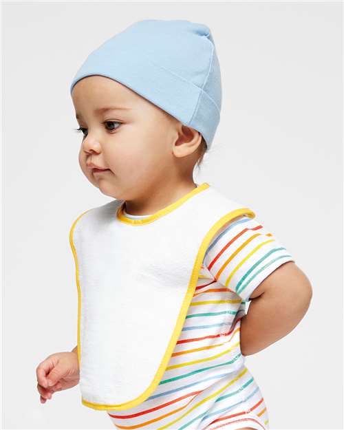 Infant Contrast Trim Terry Bib – On Model – Side