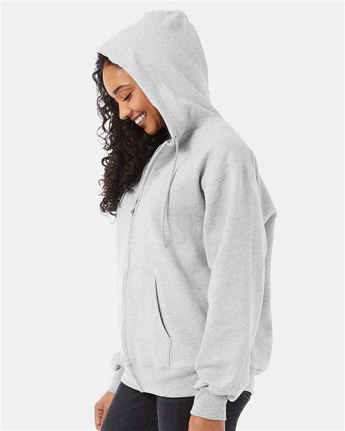 Unisex Ultimate Cotton® Full-Zip Hooded Sweatshirt – On Model – Side