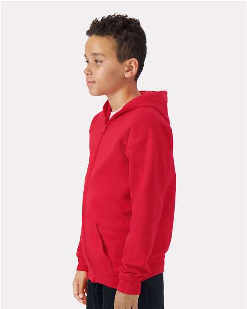 Youth Heavy Blend™ Full-Zip Hooded Sweatshirt – On Model – Side