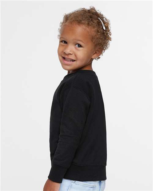 Toddler Fleece Crewneck Sweatshirt – On Model – Side