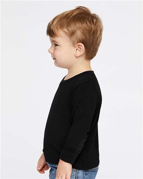 Toddler Cotton Jersey Long Sleeve Tee – On Model – Side