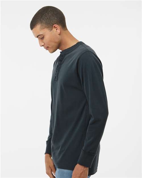 Men's Vintage Brushed Jersey Henley – On Model – Side