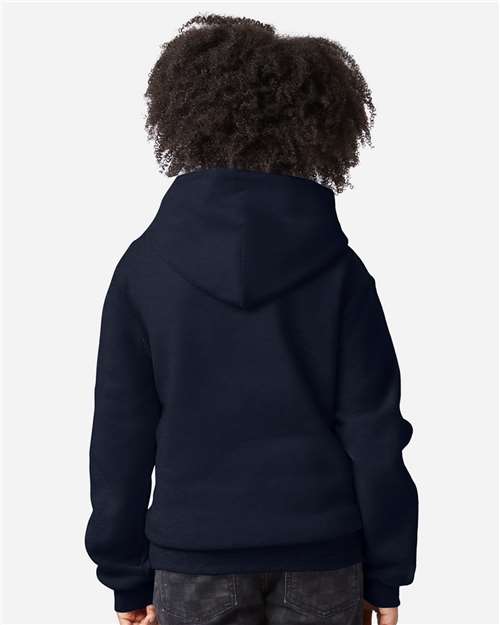 Youth Powerblend® Hooded Sweatshirt – On Model – Back