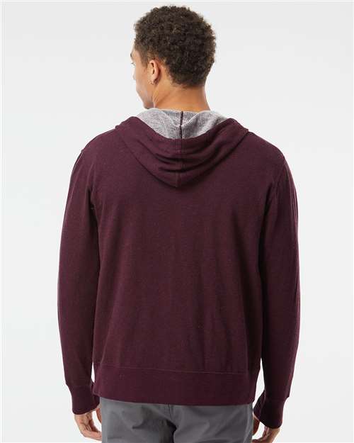 Unisex Heathered French Terry Full-Zip Hooded Sweatshirt – On Model – Back