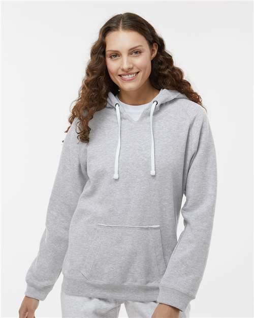 Women's Sueded V-Neck Hooded Sweatshirt