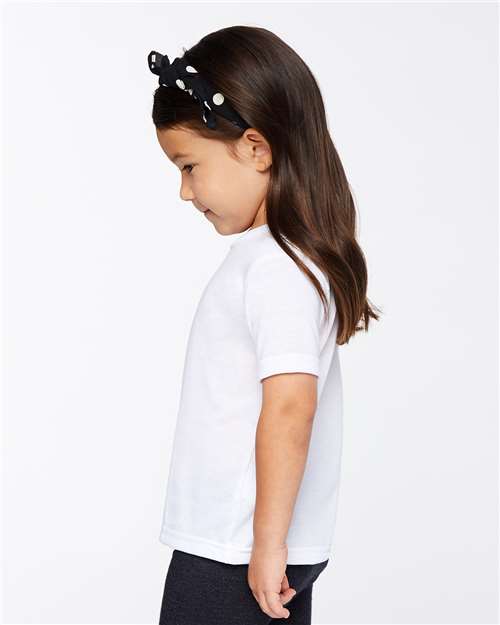 Toddler Polyester Sublimation Tee – On Model – Side