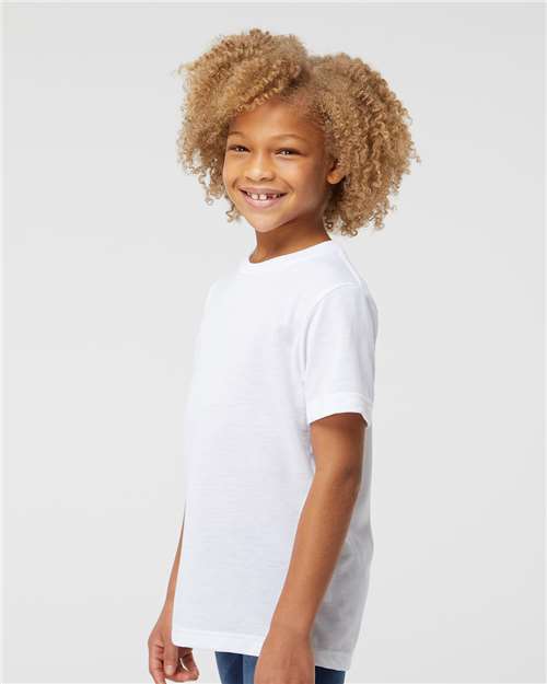 Youth Polyester Sublimation Tee – On Model – Side