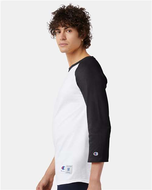 Unisex Raglan Baseball T-Shirt – On Model – Side