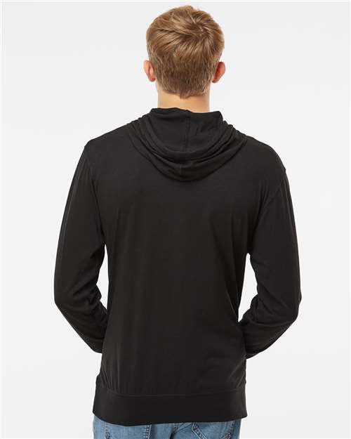Unisex Lightweight Hooded Pullover T-Shirt – On Model – Back