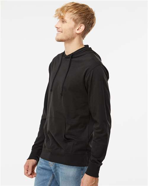 Unisex Lightweight Hooded Pullover T-Shirt – On Model – Side