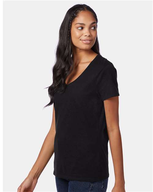 Women's Perfect-T V-Neck T-Shirt – On Model – Side