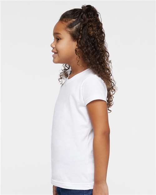 Toddler Girls Fine Jersey Tee – On Model – Side