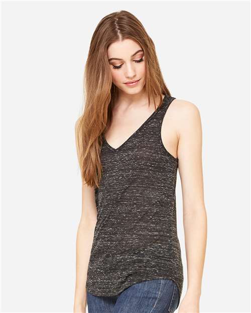 Women's Flowy V-Neck Tank – On Model – Side
