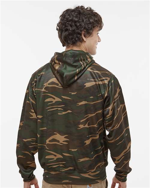 Men's Polyester Tailgate Hooded Sweatshirt – On Model – Back