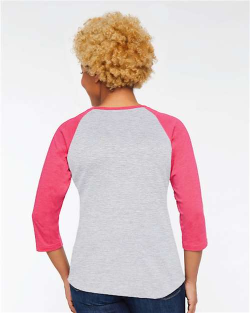 Women's Baseball Fine Jersey Three-Quarter Sleeve Tee – On Model – Back