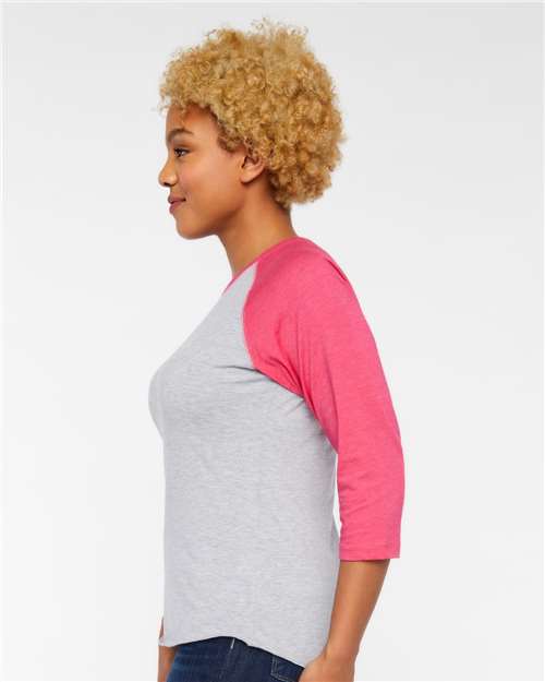 Women's Baseball Fine Jersey Three-Quarter Sleeve Tee – On Model – Side