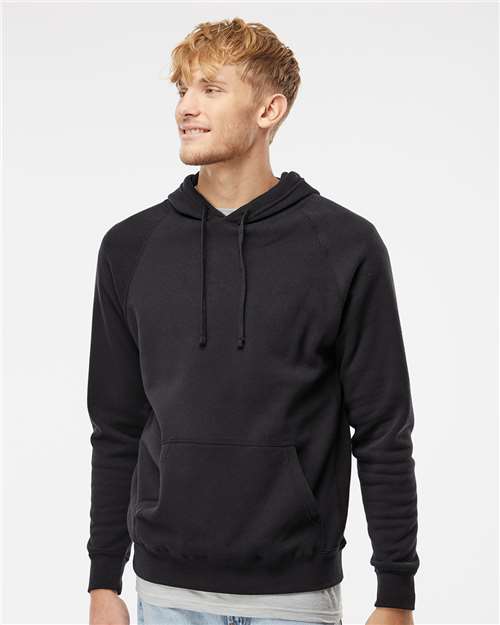 Unisex Special Blend Raglan Hooded Sweatshirt – On Model