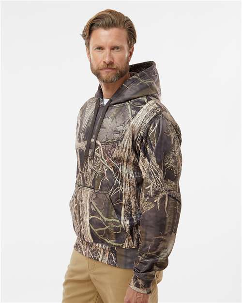 Men's Polyester Tailgate Hooded Sweatshirt – On Model – Side