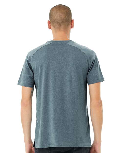 Men's Heather CVC Raglan Tee – On Model – Back