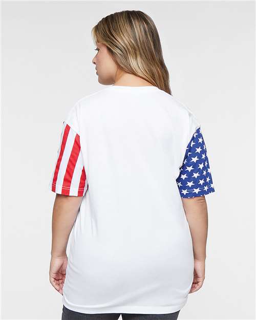 Unisex Stars & Stripes Tee – On Model – Back