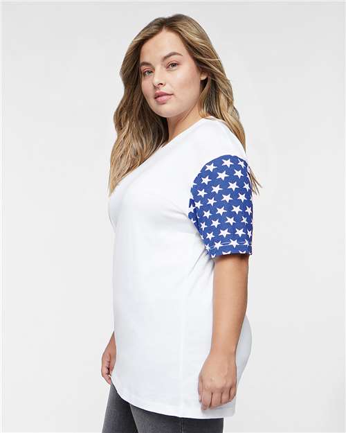 Unisex Stars & Stripes Tee – On Model – Side