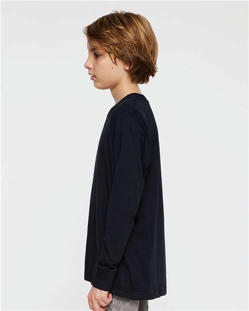 Youth Fine Jersey Long Sleeve Tee – On Model – Side