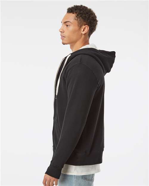 Unisex Sherpa-Lined Hooded Sweatshirt – On Model – Side
