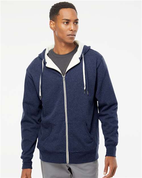Unisex Sherpa-Lined Hooded Sweatshirt – On Model