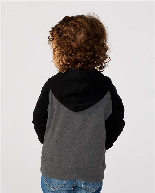 Toddler Special Blend Hooded Raglan Sweatshirt – On Model – Back