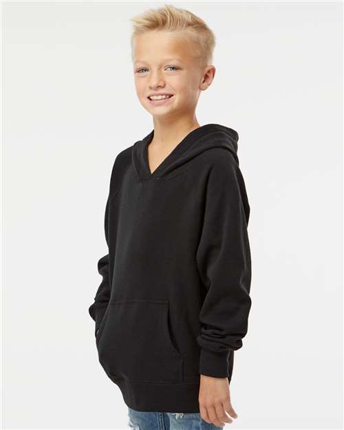 Youth Lightweight Special Blend Raglan Hooded Sweatshirt – On Model – Side