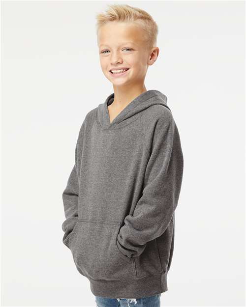 Youth Lightweight Special Blend Raglan Hooded Sweatshirt – On Model – Side