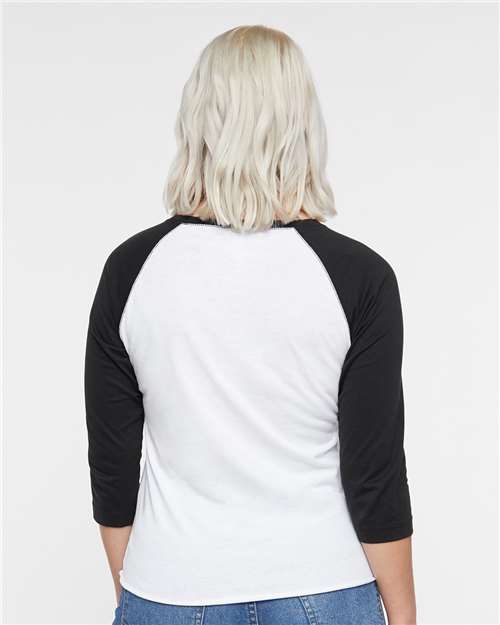 Women's Baseball Fine Jersey Three-Quarter Sleeve Tee – On Model – Back