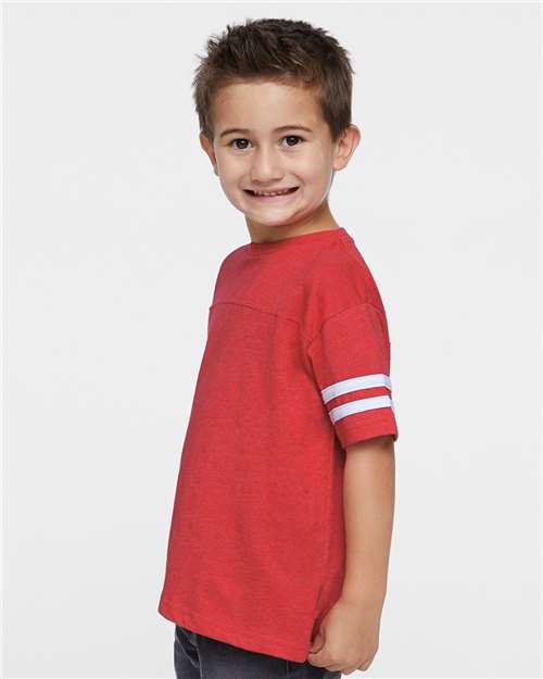 Toddler Football Fine Jersey Tee – On Model – Side