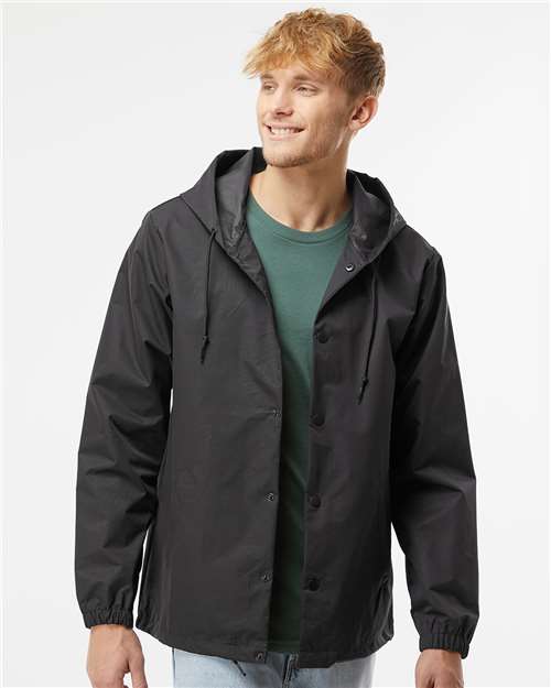 Men's Water-Resistant Hooded Windbreaker – On Model