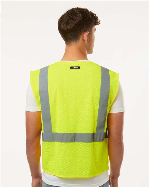 Unisex Single Pocket Zipper Mesh Vest – On Model – Back